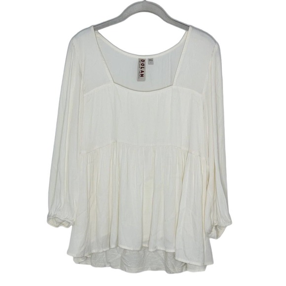 Dolan Left Coast Collection Anthropologie Long Sleeve Babydoll Ivory Blouse Sz L - Picture 1 of 8
